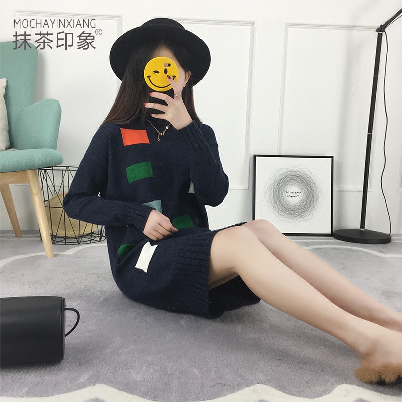 中長款套頭毛衣女秋冬裝韓版寬松針織衫長袖打底衫女裝新款潮